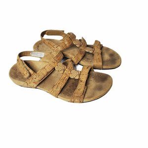 Vionic Adjustable Three Strap Natural Cork Sandals